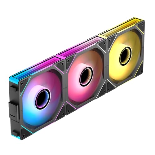 TZMRIT Interstellar-V1 Fans Infinity Mirror ARGB 120 mm,Rgb Daisy Chain PC Fan,3er-Pack,Black