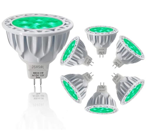 JSVSAL LED-Leuchtmittel, MR16, GU5.3, dimmbar, 5 W, entspricht 50 W Halogen, AC/DC 12 V Niederspannung, 40 Grad Strahler für Landschaft, Hof, Garten, Baum, Pool, Urlaub, Beleuchtung, 6 Stück