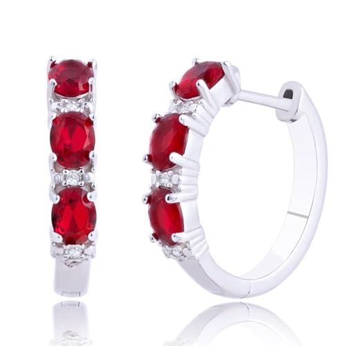 MAX + STONE 20mm Lab-Created Ruby Diamond Hoops