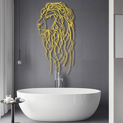 Décoration murale lion en métal noir 75x150 cm pour salon