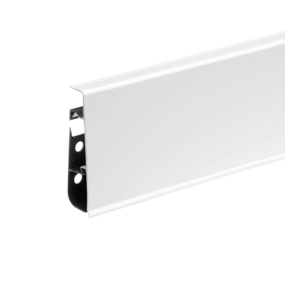 Cezar High Line White PVC Skirting Board with Wire Cable Cover 75mm x 2.5m