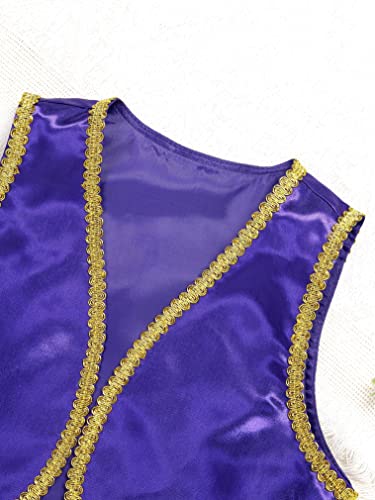 renvena Kids Boys Arabian Prince Vest Open Front Golden Dressy Waistcoat Halloween Fancy Outfits3