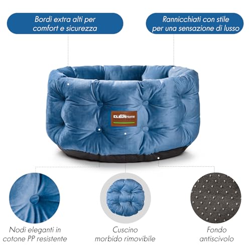 Panier rond pour chat ClevaHome effet velours premium avec structure deep nest