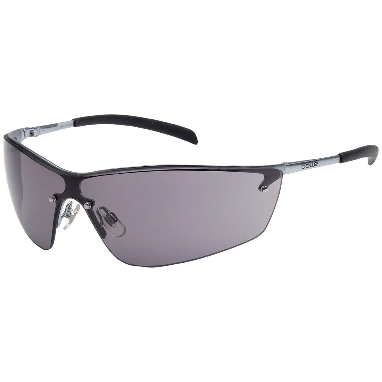 Bollé SILPSF Silium Spectacles Metal Frame, Anti-Scratch and Anti-Fog Lens, Flex Temples With Tipgrip Mide Smoke PC