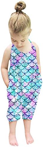 WOCACHI Toddler Jumpsuit Overalls Kids Baby Girls Boho Style African Sleeveless Strap Halter Romper with Headband