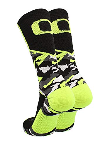 Tck Oregon Ducks Camo Crew Socks (Black/Neon Yellow, X-Large) #TOP1