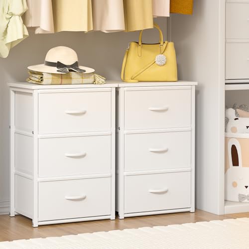 DAOUTIME 2-Pack Stackable Storage Drawers (6 Drawers Total), White Closet