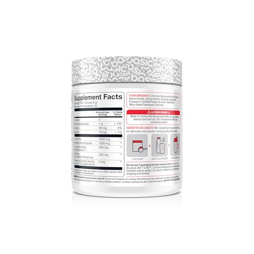 Image of Basic Pre-Workout with 200mg Caffeine and 3000mg Citrulline for Energy, Focus, and Strength Support, No Beta-Alanine Tingles, Vegan, Gluten-Free, Sugar-Free, Featuring Edible Glitter