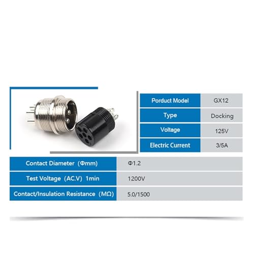 Conector aviación GX12 7 pines macho hembra 12mm para cable de datos y señal 3
