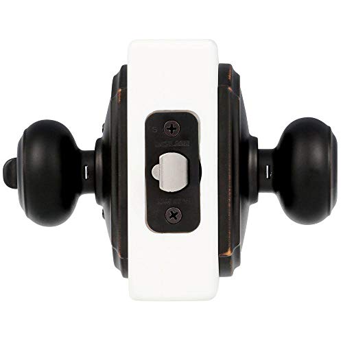Image of Schlage F51A GEO 716 CAM Georgian Door Knob with Camelot Trim, Keyed Entry Lock, Aged Bronze