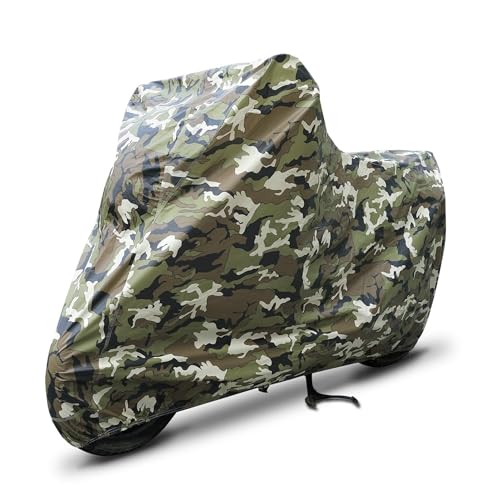 Image of Sulfar 100% Waterproof Universal Bike Cover UV Protection & Dustproof Bike Body Cover for Royal Enfield Bullet Bike (Jungle White)