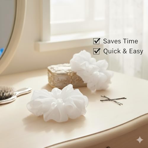 Image of Readymade Ribbon for School Girls - Soft Satin Bow Hair Accessory - Easy to Wear, Stylish & Neat Look - Ideal for School Uniforms bow in girls & Daily Use - Pack of 8 /School Ribbon in Kids (white Colour)