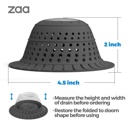 Image of zaa Shower Drain Hair Catcher Bathtub Drain Strainer Sink Drain Protector | Collapsible Pop-Up Drain Hair Catcher, Traps Hair & Prevents Clogs, Bathroom Fixture Accessories, Black, 2-Pack