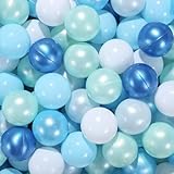 STARBOLO Ball Pit Balls for Kids- 100 Pcs Crush Proof Plastic Toy Balls for Toddler Ball Pits, Blue Balls for Ball Pits Play Tent, Baby Pool Water Toys, Party Decoration, Photo Props