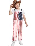 OeyFnbmO Boy's Denim Bib American Flag Overall Adjustable Straps 4th of July Cute Jean Jumpsuit &Rom