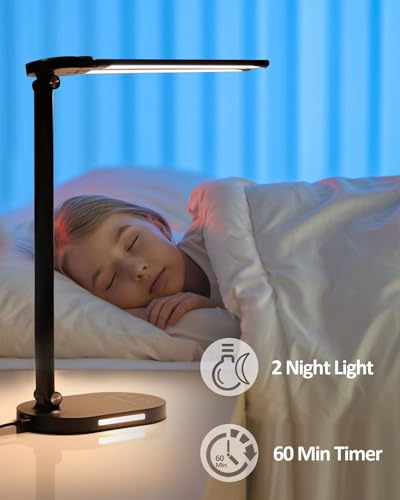 Hukunos HK-02 Led Desk Lamps For Home Office, 14W Double Swing Arm Desk Lamp With Usb Charging Port, Eye-Caring Architect Task Lamp, Desktop Lamp With Night Light Table Light thumb #5