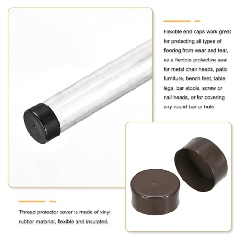 Image of uxcell 2pcs Rubber End Caps 130mm(5 1 /8 Inch) ID x 80mm(3 1 /8 Inch) H Vinyl Round Tube Bolt Cap Cover Screw Thread Protectors Brown