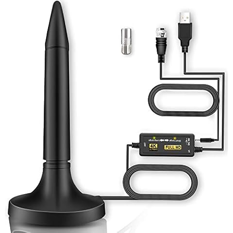 USBNOVEL TV Aerial - Newest Indoor HDTV TV Aerial - Support All Televisions 4K 1080p Free Local Channels-10ft High Performance Coax Cable Cover