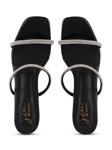 Image of JM LOOKS Women Square Toe Solid Comfortable Sole Kitten Heel Sandals For Womens & Girls