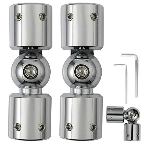 Creatyi Heavy Duty Window Curtain Rod Corner Connector Curtain Rod Connector Hinged Elbow Connector Bay Windows Rod Corner Elbow Connector for 1 Inch Bay Window Curtain Rods (Set of 2,Silver)