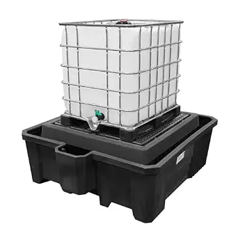 Enpac Double IBC Spill Containment Pallet, Vertical Stack, 3,000 Lb Load Capacity, 385-Gallon, Forkliftable, 81"x72.5"x29", Recycled Black Polyethylene, OSHA/EPA/DOT Compliant