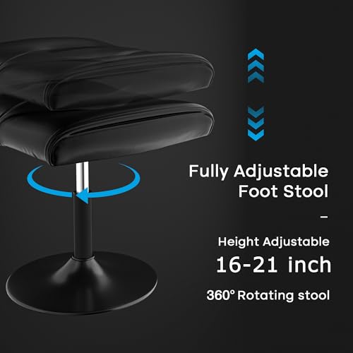 Image of VECELO Foot Rest Under Desk Ottoman, PU Height Adjustable Footrest with Comfort Padding, Leg Rest for Desk for Relieving Leg Pain, Stiffness, and etc, Black