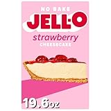 Jell-O No Bake Strawberry Cheesecake Dessert Kit with Strawberry Topping, Filling Mix and Crust Mix, 19.6 oz Box