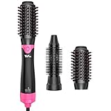 One Step Hair Dryer & Styler Volumizer, Detachable Hot Air Hair Dryer Brush with 2 Styling Brush Heads, Negative Ion Blow Dryer Brush with Natural Boar Bristles