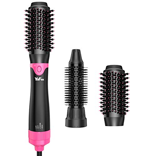 One Step Hair Dryer & Styler Volumizer, Detachable Hot Air Hair Dryer Brush with 2 Styling Brush Heads, Negative Ion Blow Dryer Brush with Natural Boar Bristles