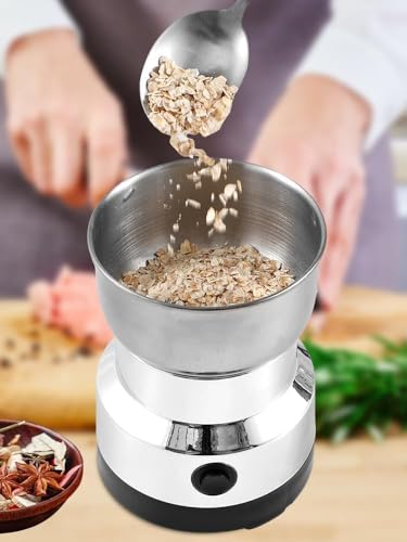 Image of Multifunctional Stainless Steel Coffee Grinder, Smash Machine for Coffee Beans, Electric Grinder for Mini Spices, Dry Masala, Nuts & Grains, Household Mixer Grinder