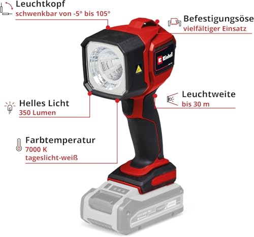 Einhell Akku-Lampe TC-CL 18/350 Li-Solo Power X-Change (18 V, 350 lm, 7000 K, 30 m Leuchtweite, schwenkbarer Leuchtkopf, hochwertiges LED-Licht, ohne Akku)
