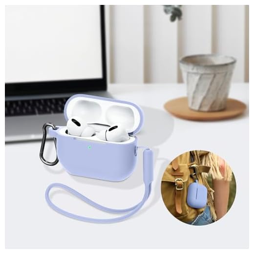 Compatible with AirPods Pro 2nd/1st Generation Case, Soft Silicone Headphone with Keychain|Hand Strap, Full Protective Charging Earphone Cover for Airpods Pro 2 Gen-Purple
