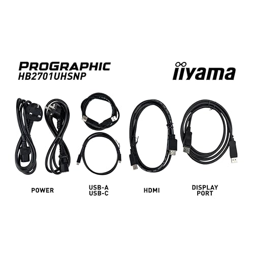 iiyama ProGraphic HB2701UHSNP-B1 27" IPS Black 2.0 Moniteur 4K UHD DCI-P3 99% HDMI DP-in/Out DaisyChain USB 3.2 USB-C Dock 96W LAN KVM Switch Pantone Validé Polarisateur AGLR