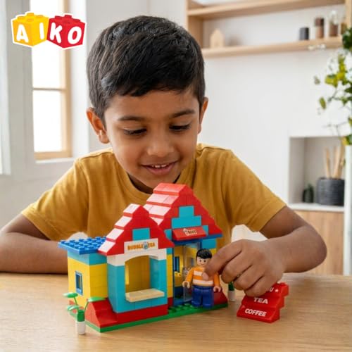 Image of AIKO Town Cafe | 160 Premium ABS Plastic Building Blocks | Multi-Colour Construction Toy for Kids | STEM Educational Blocks with Idea Book | Best Gift for Boys & Girls | Screen-Free Toy