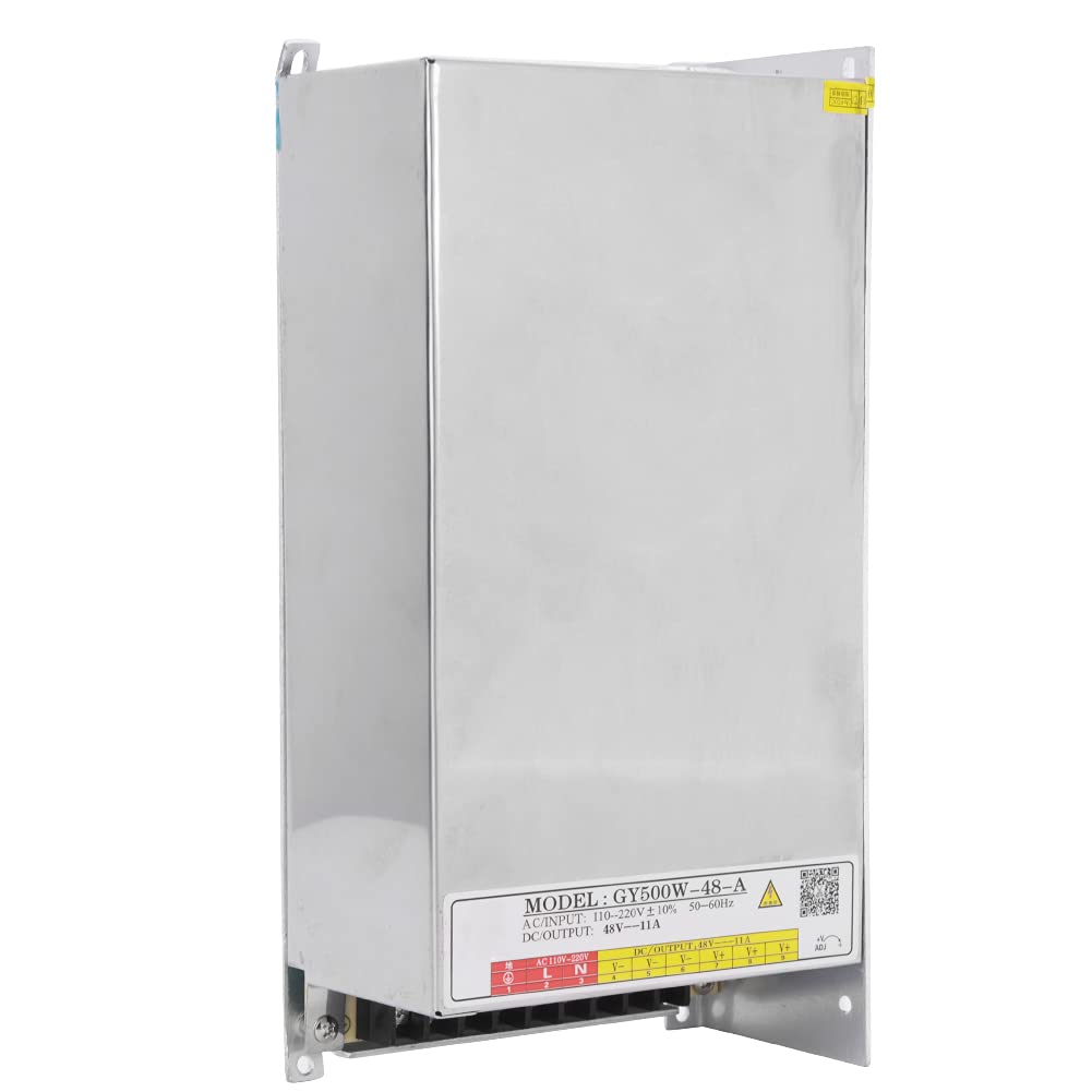 Fuente de Alimentación Conmutada, Carcasa de Aluminio Galvanizado 500W 48V 11A Fuente de Alimentación, para Máquinas de Grabado Tiras LED Iluminación Letreros Publicitarios y Uso de