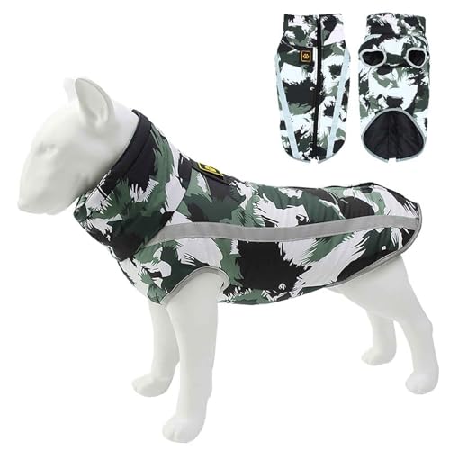 JUNENTER 防水犬用コート 反射犬用ジャケット 防風ペット服 冬用犬用ベスト ハーネスホール付き 中型・大型犬用 キャンプ ハイキング レッドグラフィティ XL(Black and white graffiti,XXL)