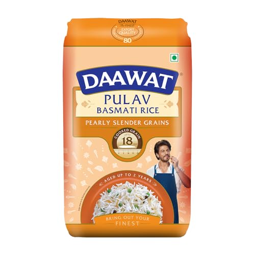 Image of Daawat Pulav Basmati Rice 1Kg| Pearly slender Grains| Cooked Grain Upto 18mm*| Long & Fluffy Pulav Rice