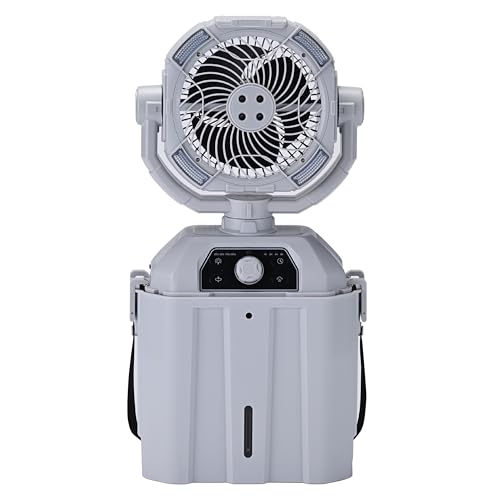 グリーンライフ(GREEN LIFE) 電動ミストファン 充電式 7L 2Way 自動首振り LEDライト 3モード タイマー設定 リモコン付き 風量調整 角度調整 電池残量表示 ポータブル 吊り下げても使える 屋外 業務用 工事現場 部活 イベント キャンプ 農業 猛暑対策 熱中症対策 ミスト 打ち水 ガーデニング G-Mist Portable ジーミストポータブル DMF-GMP3の商品画像（Amazon）