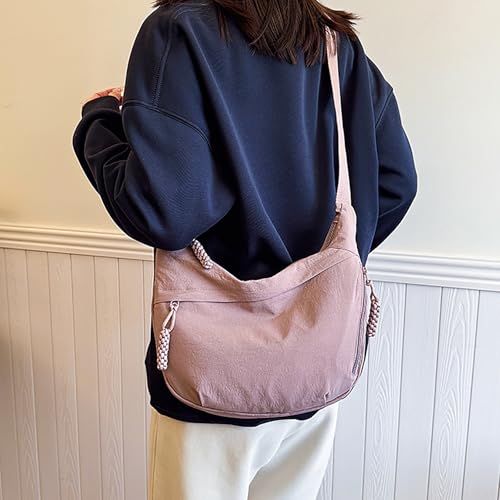Image of Crescent Shoulder Bag Nylon Crossbody Bag for Women Nylon Hobo Bags Slouchy Sling Purse Dumpling Bags