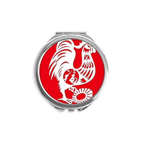 Miroir rond maquillage de poche année de coq idée cadeau zodiac chinois traditionnel