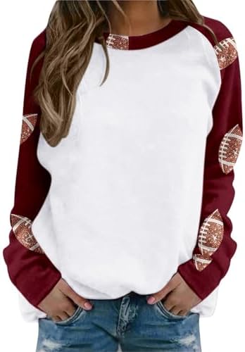 Football Sweatshirts for Women Game Day Shirt Graphic Print Shirts Long Sleeve Pullover Mom Sweatshirt Football Sweatshirts for Women Game Day Shirt Graphic Print Shirts Long Sleeve Pullover Mom Sweatshirt