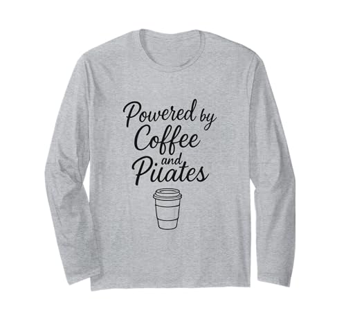 Powered By Coffee and Pilates Uomini Donne Bambini Regalo Maglia a Manica