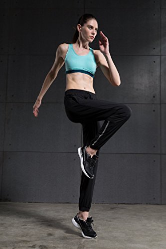 Calça feminina Red Plume esportiva para yoga, dança, ginástica, pilates, harém solto, Black Reflecti