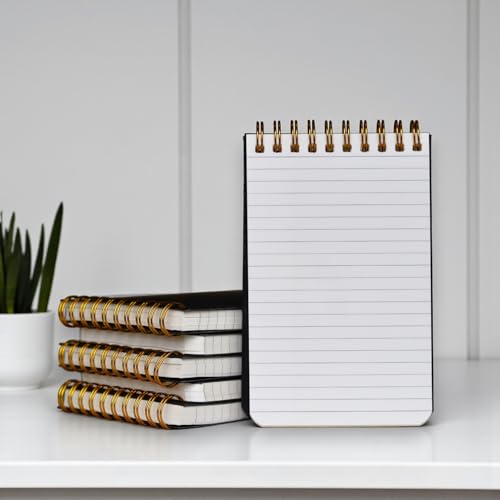 Image of INNAXA Small Pocket Notepad Ruled | Gold Wiro | Pocket-size Note Pad Line,perfect for office,or personal use Notebook 60 Pages,80 GSM Paper (Black, Pack of 6)