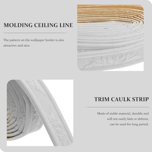 SUPVOX 2 Roll Crown Moulding Trim Peel And Stick, Self-adhesive 3d Wall Trim, Flexible Foam Inside & Outside Wall Edge Guard Strip for Kitchen Bathroom Living Room Decoration - 3