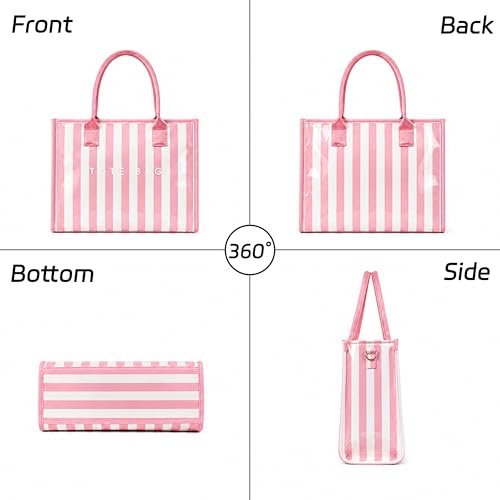 Image of GISMTR PVC Tote Bag for Women Large Letters Print Hobo Handbags Kraft Paper Shoulder Bag with Strap for Work Travel
