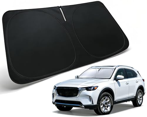 Image of Windshield Sun Shade for 2024 2025 2026 Mazda CX-90 CX90 PHEV | Car Accessories, Front Window Sun Visor & Heat Shield | 240T Sunshade Protection Blocks UV Rays Keep Your Car Cooler
