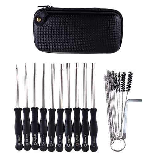 KITISUNI キャブレター 調整ツール 10本セット 調整可能なスクリュードライバー エンジンツール キャブレター用ピンクリーナー 収納ケース付き 手動調整ツールキット 共通2サイクル小型エンジン用