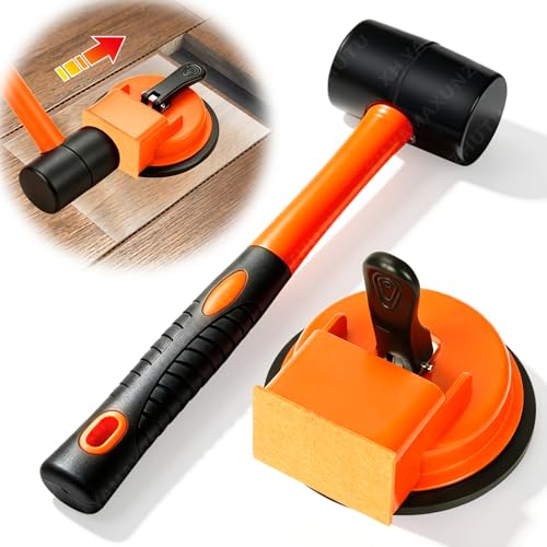 Floor Gap Fixer Tool, Heavy Duty Suction Cup Repair Laminate Flooring Gaps, Adjustable Leveling Setter with 10 Sticky Pads &amp; 1 Rubber Mallet for Hardwood, Vinyl Plank, LVP &amp; Tile Flooring Installation