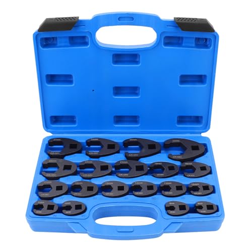 Yosoo Health Gear 19tlg Hahnenfußschlüssel Drehmoment Gabelschlüssel Satz, Krähenfußschlüssel CR-MO-Stahl Maulschlüssel Set 1/2" 3/8" Außenvierkantantrieb | 8-32mm, Tragbare Aufbewahrungsbox